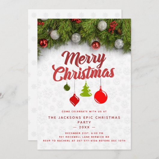 Kerstageversierde kerstboomversiering kaart (Voorkant / Achterkant)