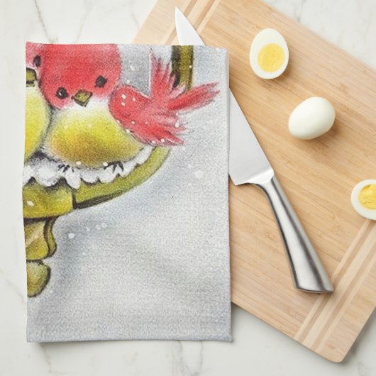 kerstagevogels feestdag theedoek (Quarter Fold)