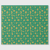 Kerstagoud met groene achtergrond cadeaupapier (Vlak)