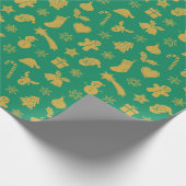 Kerstagoud met groene achtergrond cadeaupapier (Hoek)