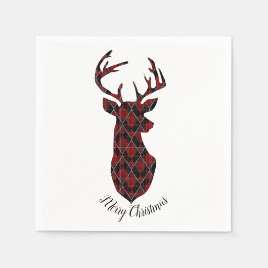 Kerstahertenkop, gevlekt, rood en zwart servet (Voorkant)