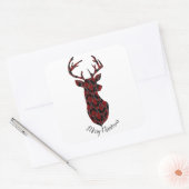 Kerstahertenkop, gevlekt, rood en zwart vierkante sticker (Envelop)