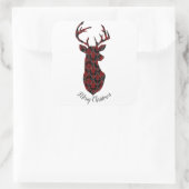 Kerstahertenkop, gevlekt, rood en zwart vierkante sticker (Tas)