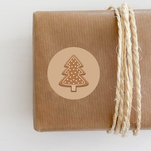 Kerstaiboom in ontbijtkoek ronde sticker