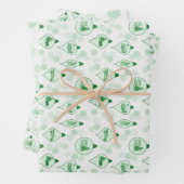 Kerstaille in het groen. Papieren pakbladen Inpakpapier Vel (In situ)