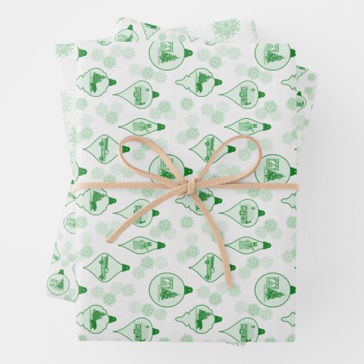 Kerstaille in het groen. Papieren pakbladen Inpakpapier Vel (In situ)