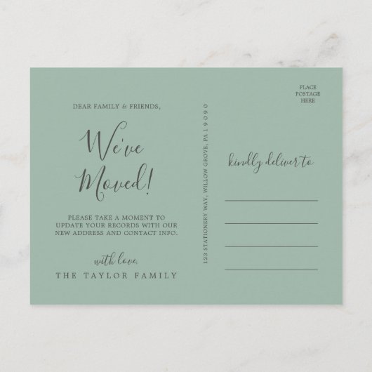 Kerstair Greenery en Berry We hebben ons verplaats Aankondigingskaart (Achterkant)