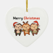 Kerstairdieren apen Kerstaven kerst Keramisch Ornament (Voorkant)