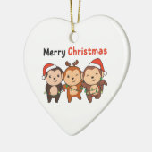 Kerstairdieren apen Kerstaven kerst Keramisch Ornament (Links)