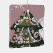 Kerstaire artistieke roze roze familie keramisch ornament (Rechts)