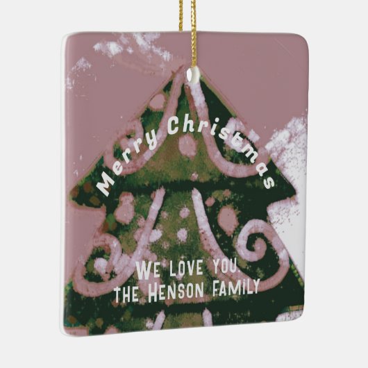 Kerstaire artistieke roze roze familie keramisch ornament (Rechts)