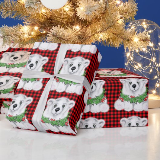 Kerstaire beren, braadbramen, holly bessen, met ad cadeaupapier (Feestdagen)