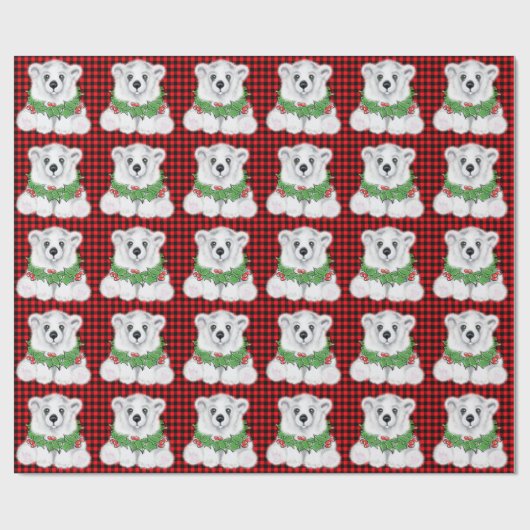 Kerstaire beren, braadbramen, holly bessen, met ad cadeaupapier (Vlak)