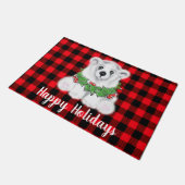 Kerstaire beren, braadbramen, holly bessen, met ad deurmat (Schuin)