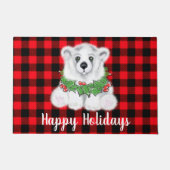 Kerstaire beren, braadbramen, holly bessen, met ad deurmat (Voorkant)