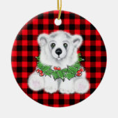 Kerstaire beren, braadbramen, holly bessen, met ad keramisch ornament (Voorkant)