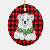 Kerstaire beren, braadbramen, holly bessen, met ad keramisch ornament (Links)