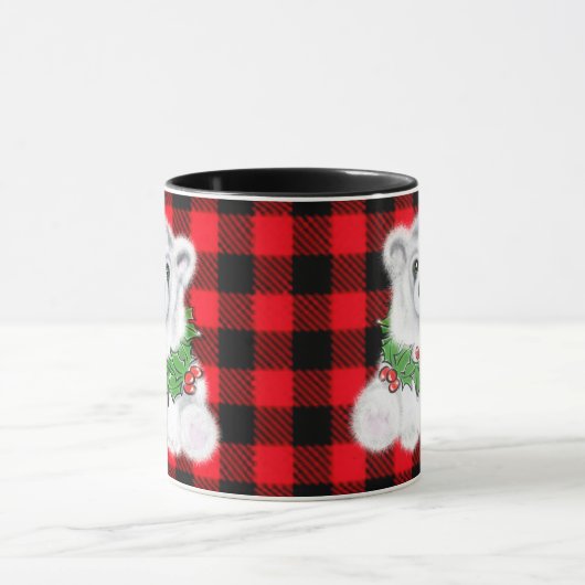 Kerstaire beren, braadbramen, holly bessen, met ad mok (Midden)