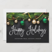 Kerstaire bomen en zogenaamde Amerikaanse winkels Feestdagenkaart (Voorkant)