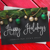 Kerstaire bomen en zogenaamde Amerikaanse winkels Feestdagenkaart