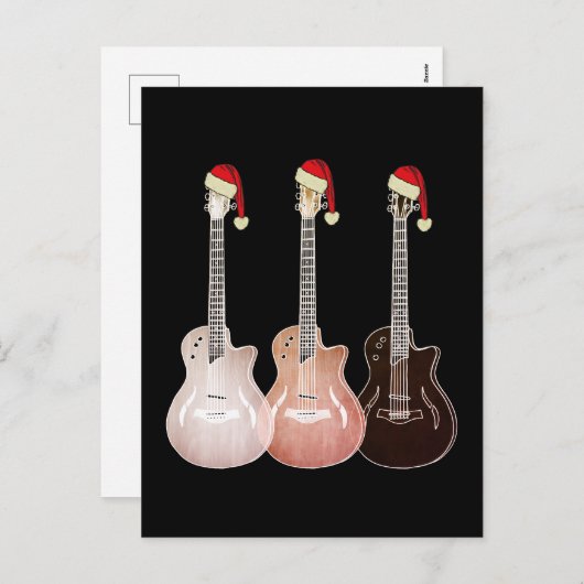 Kerstaire elektrische gitaren  Festive Retro Feestdagenkaart (Voorkant / Achterkant)