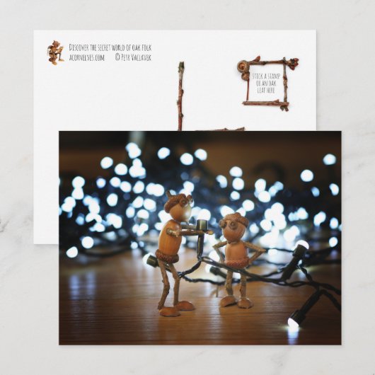 Kerstaire elven met kerstverlichting - Kerstmis Briefkaart (Voorkant / Achterkant)