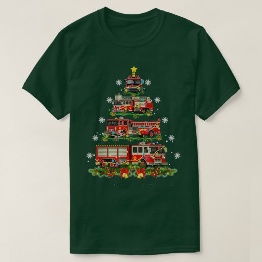Kerstaire funny Decor Firefighter Truck Tree T-shirt (Design voorkant)