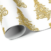 Kerstaire gouden (Faux) Cadeaupapier (Rol Hoek)