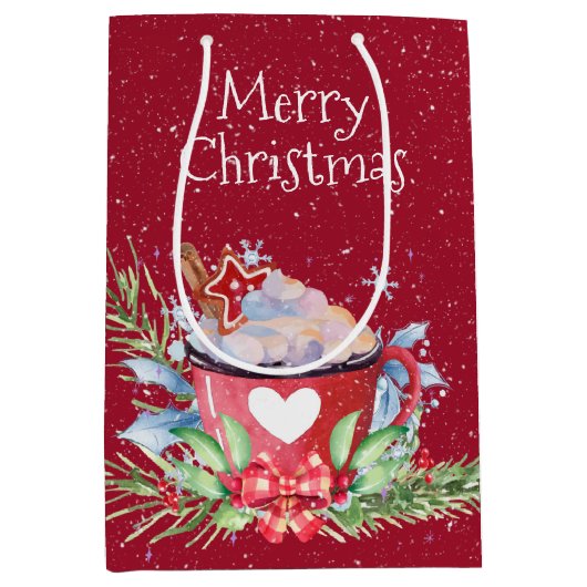 Kerstaire hete cacao en pine medium cadeauzakje (Voorkant)