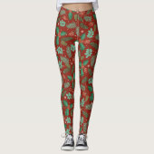 Kerstaire holly- en pijnboomkegel leggings (Voorkant)