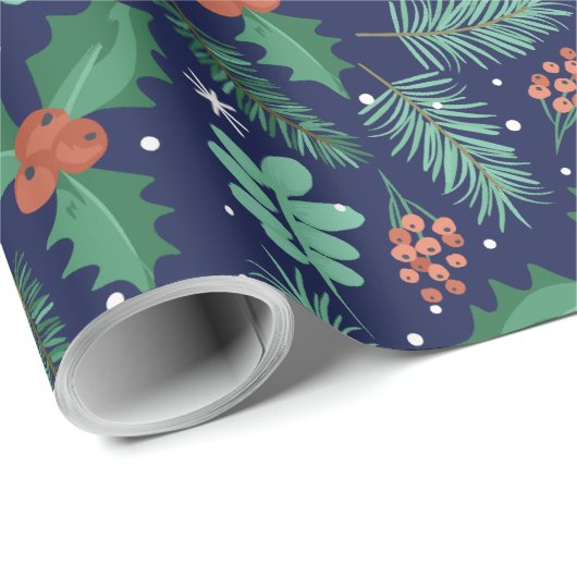 Kerstaire holly- en pijndenkeperpatronen voor het cadeaupapier (Rol Hoek)