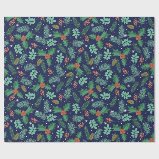 Kerstaire holly- en pijndenkeperpatronen voor het cadeaupapier (Vlak)