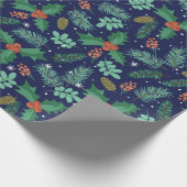 Kerstaire holly- en pijndenkeperpatronen voor het cadeaupapier (Hoek)