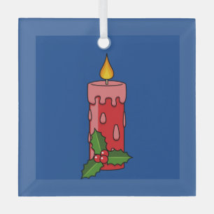 Kerstaire kaars met Holly Glas Ornament