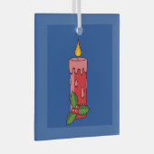 Kerstaire kaars met Holly Glas Ornament (Voorkant Rechts)