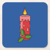 Kerstaire kaars met Holly Kartonnen Onderzetters (Voorkant)