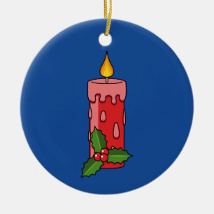 Kerstaire kaars met Holly Keramisch Ornament