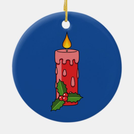 Kerstaire kaars met Holly Keramisch Ornament (Achterkant)