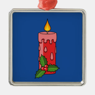 Kerstaire kaars met Holly Metalen Ornament