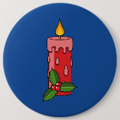 Kerstaire kaars met Holly Ronde Button 6,0 Cm (Voorkant)