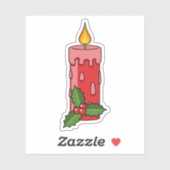 Kerstaire kaars met Holly Sticker (Vel)