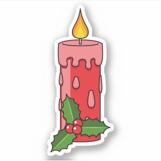 Kerstaire kaars met Holly Sticker (Voorkant)