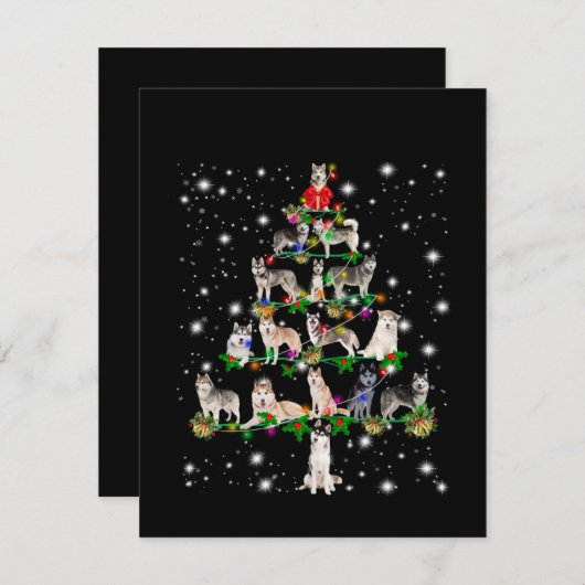 Kerstaire kerstboom, bedekt door vlieglicht bedankkaart (Voorkant / Achterkant)