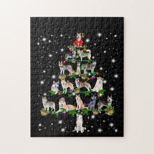 Kerstaire kerstboom, bedekt door vlieglicht legpuzzel (Verticaal)