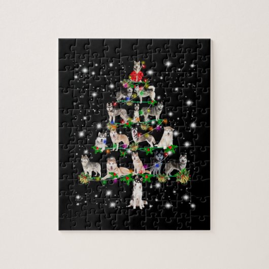 Kerstaire kerstboom, bedekt door vlieglicht legpuzzel (Verticaal)