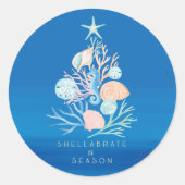 Kerstaire kerstboom in de kust van de Oceaan Ronde Sticker (Voorkant)