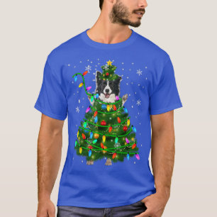 Kerstaire kerstboom rand Hondenliefhebber met lant T-shirt