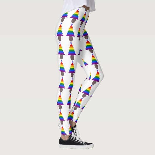 Kerstaire Mannen regenboogbomen Leggings (Rechts)