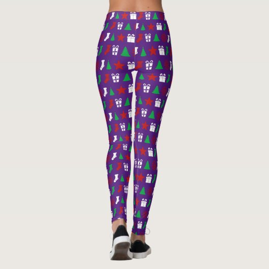 Kerstaire pictogrammen (driekleur) leggings (Achterkant)