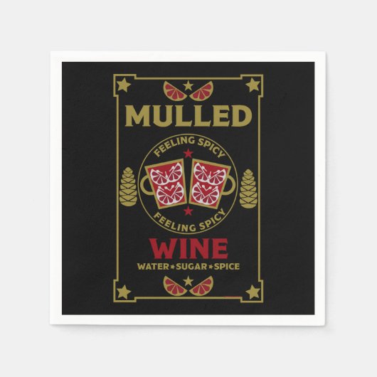 Kerstaire rode wijn servet (Voorkant)